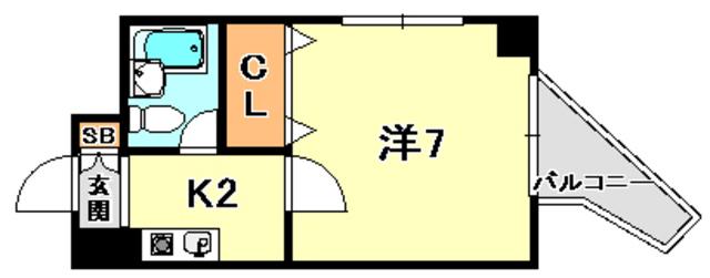 シンプルライフ荒田(1K/2階)の間取り写真