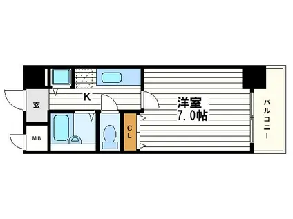 グラマシー心斎橋東(1K/3階)の間取り写真