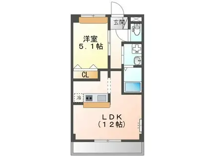 エクシードJINII(1LDK/3階)の間取り写真