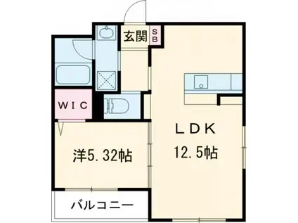 ルナ ド ショパン(1LDK/1階)の間取り写真