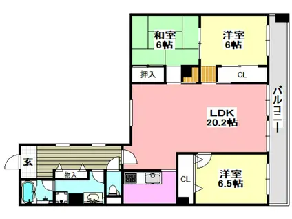ドミール千里(3LDK/3階)の間取り写真