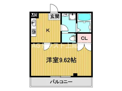 グロアール上尾(1K/4階)の間取り写真