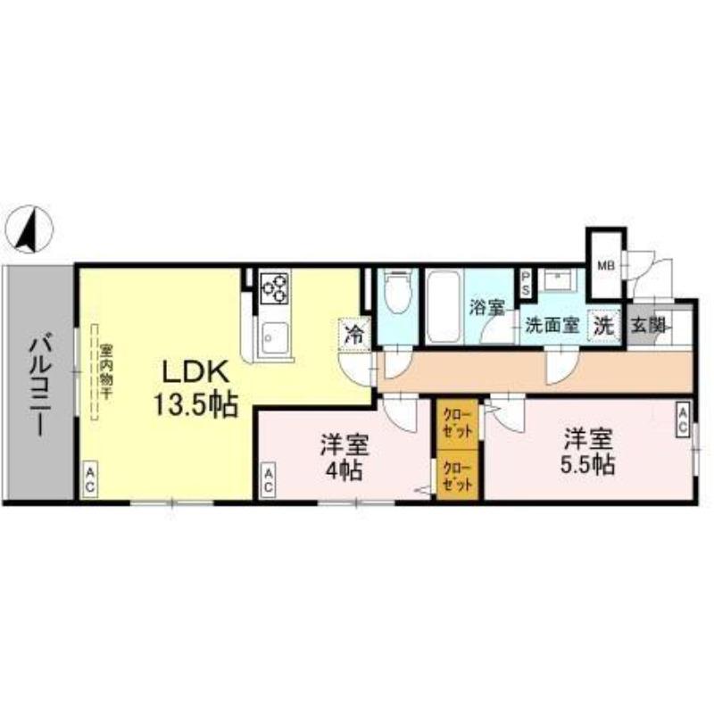 GRACE ATAGO(2LDK/2階)の間取り写真