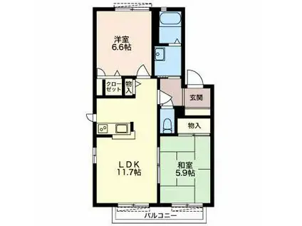 ディアス下土狩A棟(2LDK/1階)の間取り写真