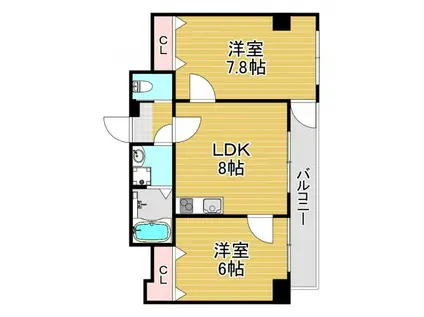 BJクローバー(2LDK/4階)の間取り写真