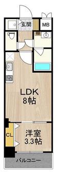 フロンティアタワー九条III(1LDK/3階)の間取り写真