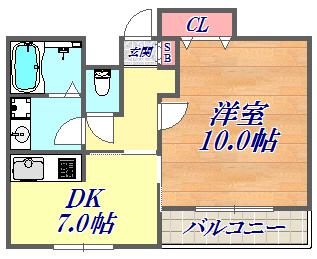 エスポワール21(1DK/3階)の間取り写真