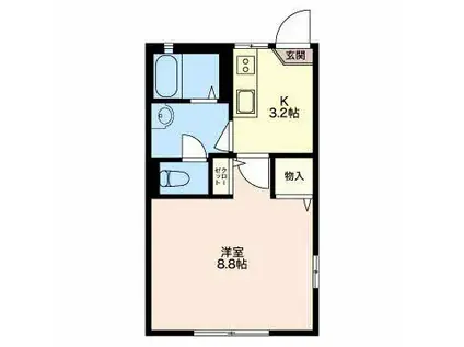 パインコート高宮北II(1K/2階)の間取り写真