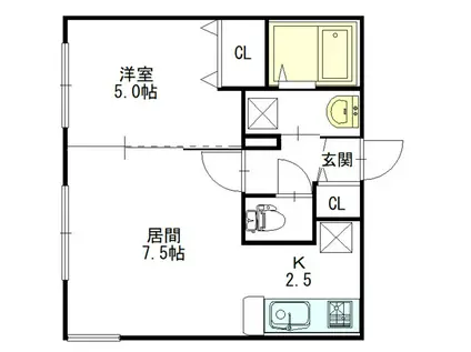 ESTOR NANGO (1LDK/3階)の間取り写真