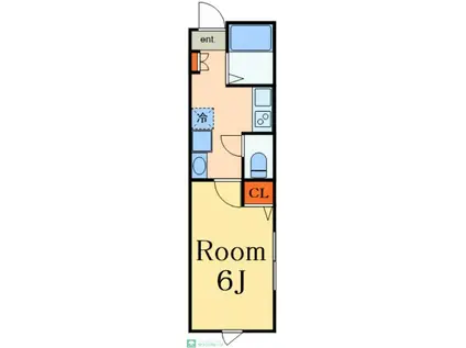 セレーノテラス(1K/2階)の間取り写真