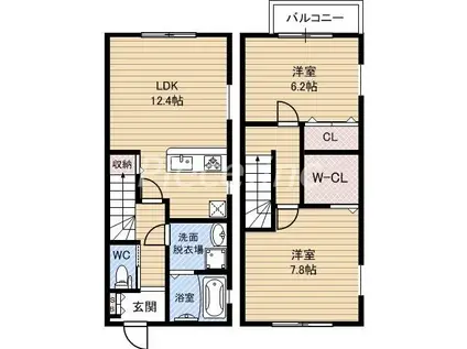 エルメゾンボヌール(2LDK/1階)の間取り写真