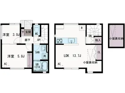 YAYOI TERRACE(2LDK/1階)の間取り写真