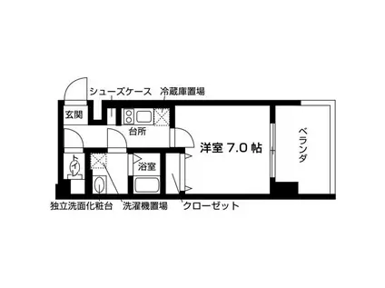 トレジャーマンションIII(1K/7階)の間取り写真