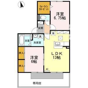 グリーンヒル高岡台A(2LDK/1階)の間取り写真