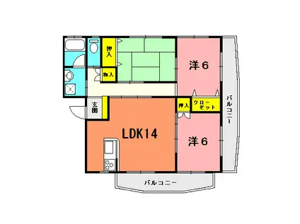 レアール飯田II(3LDK/1階)の間取り写真