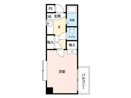 エレガンスハイツ駅東(1K/4階)の間取り写真