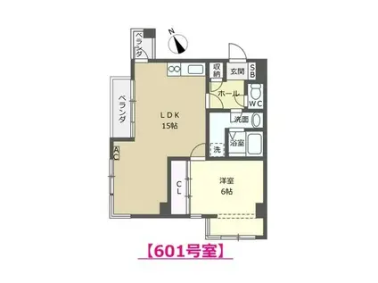 リブスイート駅西(1LDK/6階)の間取り写真