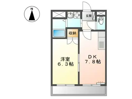 コンフォースII(1DK/1階)の間取り写真