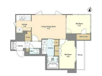 アイフラット若松河田(2LDK/11階)の間取り写真