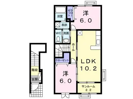 グラシオッソII(2LDK/2階)の間取り写真