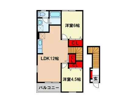 フラントフィールドハウス(2LDK/2階)の間取り写真