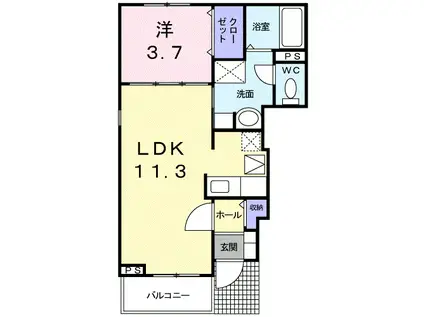 ソレアードユニティI(1LDK/1階)の間取り写真
