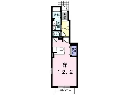 カーサ ドマ-ニI(ワンルーム/1階)の間取り写真