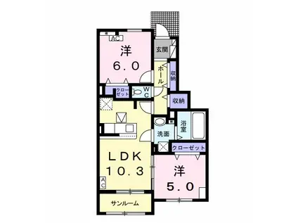 URANUS(2LDK/1階)の間取り写真