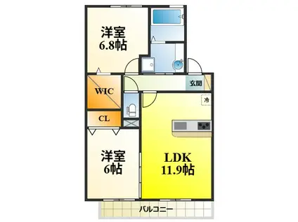 アヴァンセ和泉中央 A棟(2LDK/1階)の間取り写真