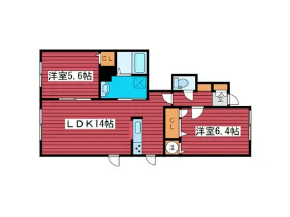 エクシードヒルA(2LDK/1階)の間取り写真