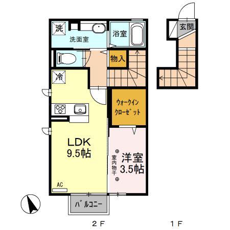 オペレッタ B(1LDK/2階)の間取り写真