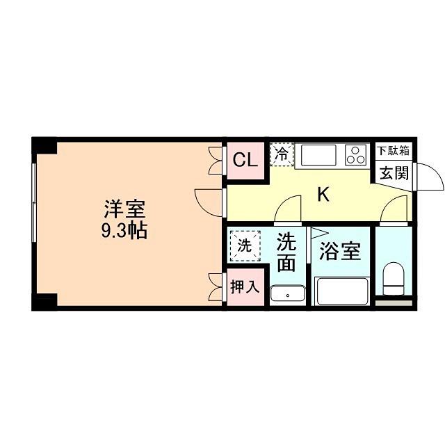 ブライト藤木(1K/1階)の間取り写真