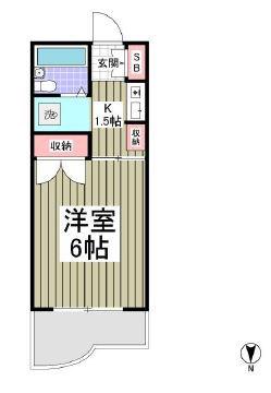 パールハイツ東八幡(1K/4階)の間取り写真