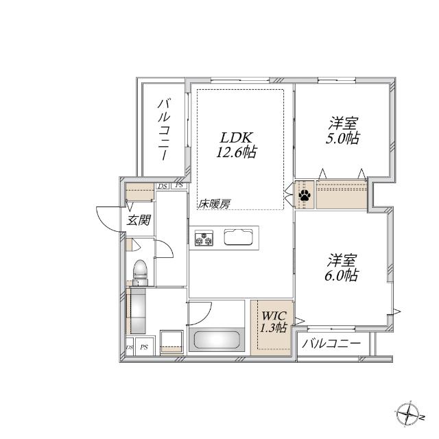 浦和区仲町2丁目メゾン(2LDK/3階)の間取り写真