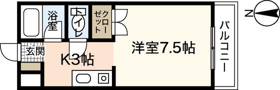 ベリーベル マンション(1K/5階)の間取り写真