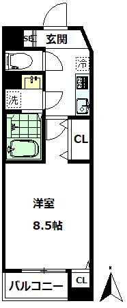 ミラコスタ高円寺(1K/1階)の間取り写真