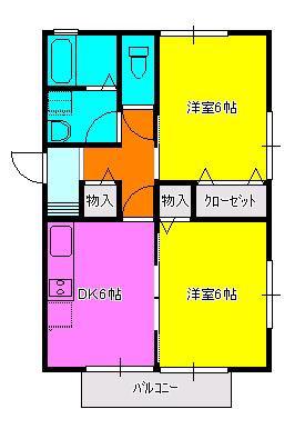 パールハイム(2DK/1階)の間取り写真