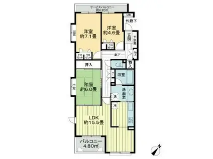 プリンスハイツ聖蹟桜ヶ丘(3LDK/5階)の間取り写真