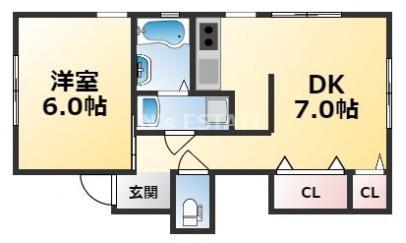 セビーヌ鷹取(1DK/3階)の間取り写真