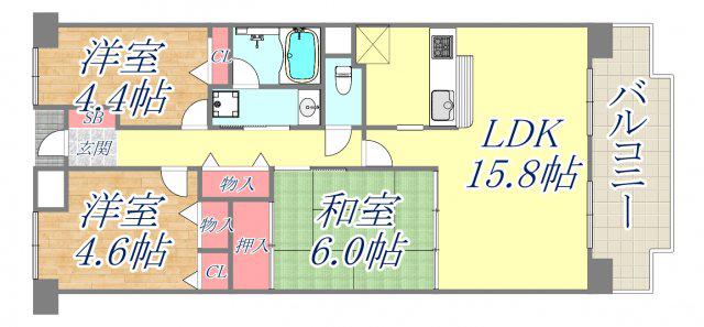 NTPRレジデンス甲子園四番町(3LDK/5階)の間取り写真