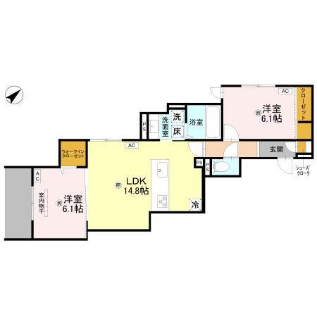 ラ メゾン ピック 中百舌鳥II(2LDK/1階)の間取り写真