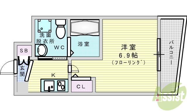 セレニテ江坂ルフレ(1K/3階)の間取り写真