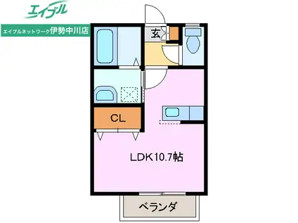 ディアスしおん(1K/1階)の間取り写真
