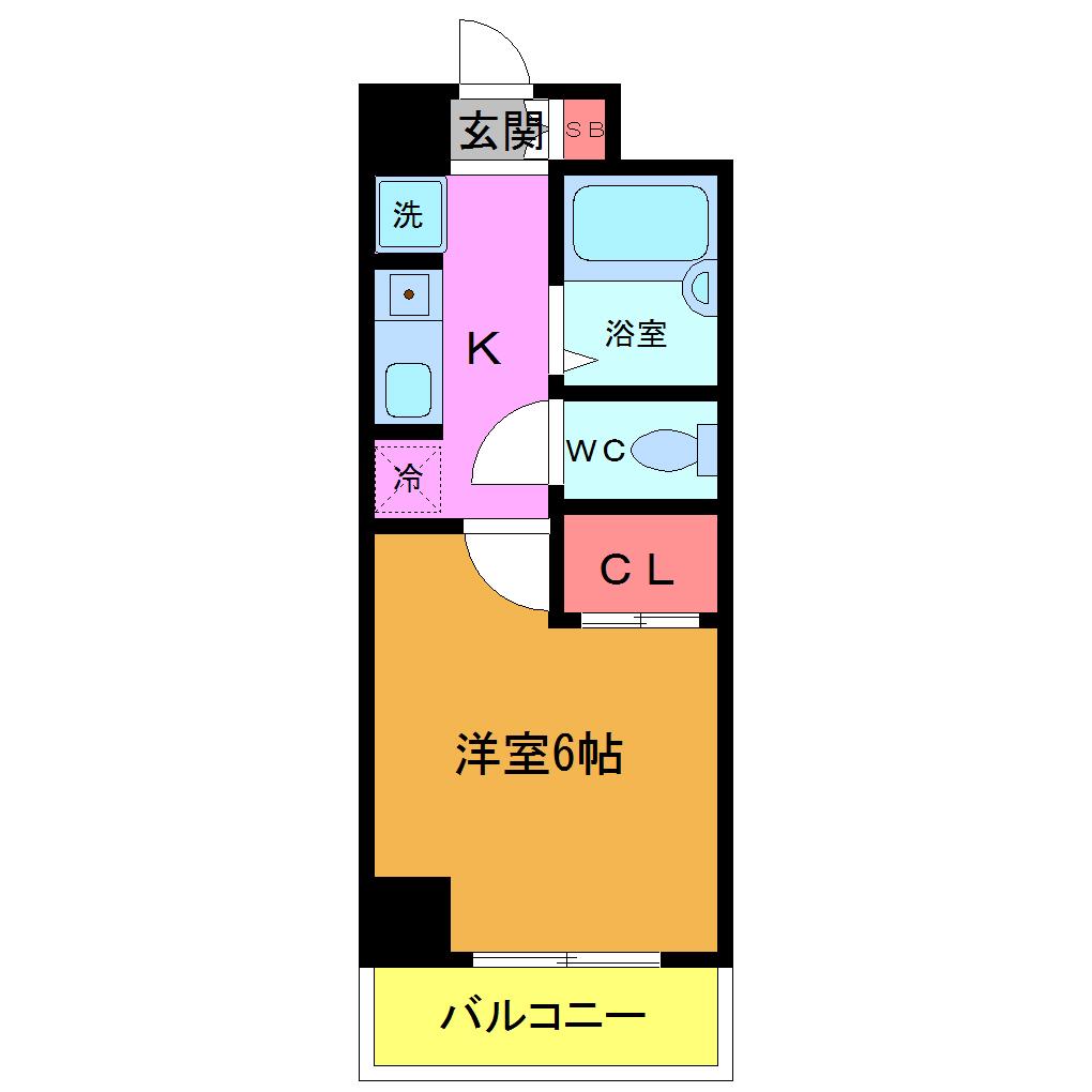 AD浦安(1K/2階)の間取り写真