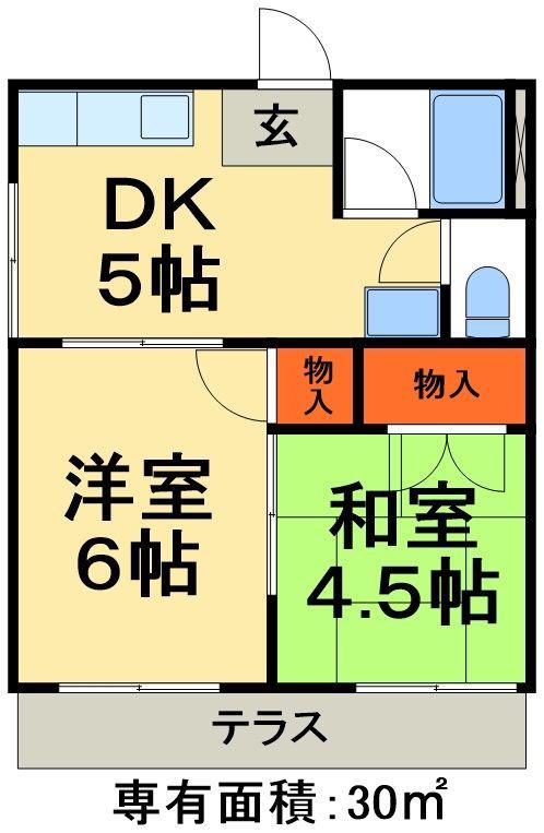 ミウラハイツ(2DK/1階)の間取り写真