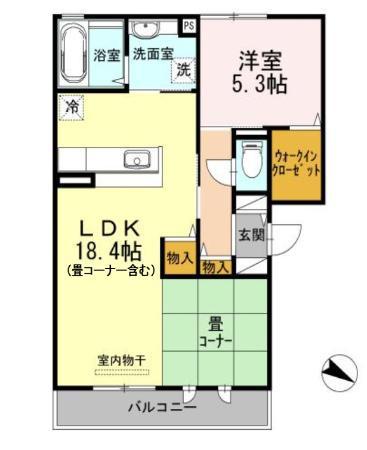 フィオーレ(1LDK/3階)の間取り写真