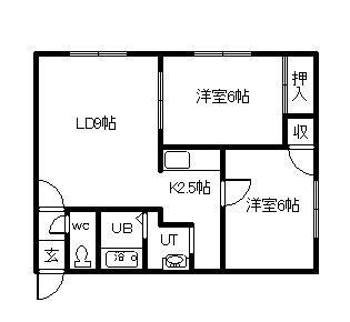 末広1-1MS(2LDK/3階)の間取り写真