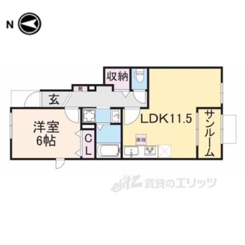 メビウス(1LDK/1階)の間取り写真