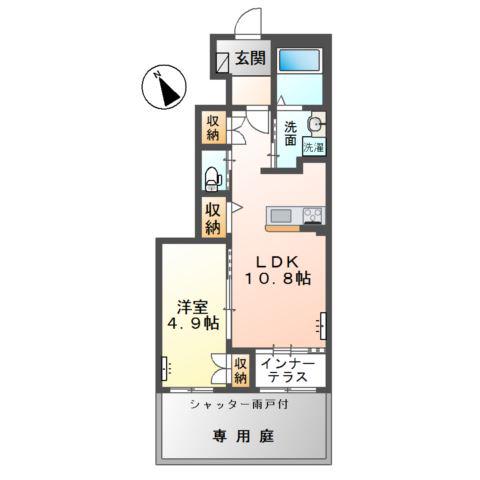 アーバンハイツ モリ(1LDK/1階)の間取り写真