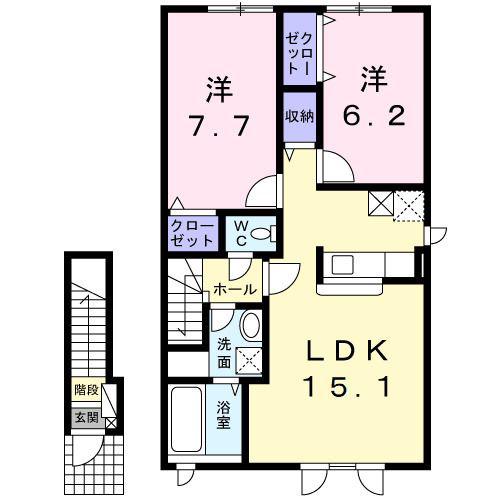 サンリット・エルム(2LDK/2階)の間取り写真